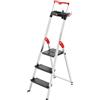 Hailo L100 Topline - Scaletta di sicurezza in alluminio, 3 gradini XXL fino a 150 kg, con staffa di fissaggio estraibile, blocco piattaforma, molti accessori, scala pieghevole in alluminio, made in