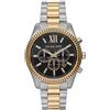 Michael Kors Orologio Lexington per uomo, movimento cronografo al quarzo da 44 mm con cinturino in acciaio inossidabile, 44 mm, Nero e grigio chiaro
