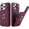 SailorTech Custodia per iPhone 12 Pro Max con Portacarte e Anello - Supporto per Carta di Credito, Carina e alla Moda - Borgogna