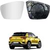 Polcar Vetro Specchietto Retrovisore per VW T-ROC, Riscladabile, Termico, Cromato (SINISTRO)