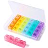 Vinabo Portapillole Settimanale, Dispenser Pillole 7 Giorni Pill Box Giornaliero 28 Scomparti per Vitamine, Integratori e Medicinali (Confezione da 2)