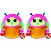 Ty Squishy Beanies - Nessa il Bruco Multicolore, Morbido Cuscino di Peluche con Occhioni Verdi Glitter, Idea Regalo per Grandi e Piccini, Tutti da Collezionare - 22 cm - T39237 (Confezione da 2)