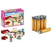 PLAYMOBIL Dollhouse Soggiorno, effetti luce, 4+ anni, 70207, & Batterie AAA Alcaline Amazon Basics 12 pz, 10 anni