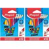 Maped - 862812, Matite colorate STRONG Mini Color'Peps - 12 matite da colorare ultra resistenti ed ergonomiche - Confezione da 24 matite piccole.