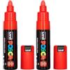 Posca Uni-Ball 181321 - Marcatore punta larga e rotonda, rosso (Confezione da 2)