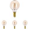 Eglo E14 LED, lampadina a forma di globo, illuminazione retrò vintage color ambra, 4 Watt (equivalente a 32 Watt), 350 lumen, luce bianco caldo, 2200k, lampadina Edison G60, Ø 6 cm (Confezione da 4)