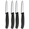 Victorinox Swiss Classic Coltello per verdure e spelucchini, per frutta e verdura, Extra affilato, dritto e seghettato, Acciaio inox, Nero (Confezione da 2)