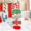 Tiamon 5 pezzi di Natale Polo Nord Segni da cortile di Natale Appeso Segnale stradale Invernale Festa Cortile Decorazione Paletti Decorazioni per Esterni Prato Patio Cortile Giardino