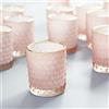 SHMILMH Pink Votive Candle Holders Set of 24, Pink Christmas Table Centerpiece Glass Tealight Holders Bulk with Gold Rim, Tea Candle Holder for Birthday Wedding Decor