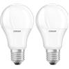 OSRAM Retrofit Classic A, Lampadina LED, Attacco: E27, Bianca Calda, 8.5 W, Equivalenti a 60 W, Opaco, Taglia Unica (Confezione da 2)