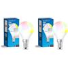 M Ledme - Lampadina LED Smart WiFi 6W (Eq. 50 W) Attacco E14 G45, non necessita di Hub, RGB+CCT, Dimmerabile, Luce Bianca e Colorata, compatibile con Alexa e Google Home, LM7145 (Confezione da 2)