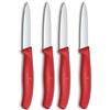 Victorinox Swiss Classic Coltello per verdure e spelucchini, per frutta e verdura, Extra affilato, dritto e seghettato, Acciaio inox, Rosso (Confezione da 2)