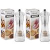 IPEA Macinapepe Manuale Trasparente per Pepe, Peperoncino e Sale - Altezza - Piccolo Macina Pepe Classico da Cucina con Smerigliatrice in Metallo per Macinare Spezie, Cumino, Sesamo (Confezione da 2)