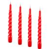 Cereria di Giorgio Rosso Candele laccate tortiglione-Home Decor Collection-Ø 2,2 cm h. 21 cm-3 Pezzi, Cera di paraffina, 2.2 cm, 3 unità (Confezione da 4)