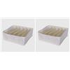La Briantina Organizer da Cassetto in Tessuto con 6 Scomparti - Contenitore Morbido per Biancheria Intima, Calze e Accessori - TNT 100% Polipropilene - 28x28x10 cm - Grigio o Beige (Confezione da 2)