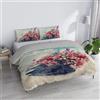 Italian Bed Linen Parure Copripiumino Matrimoniale "Sogni d'Autore" 100% cotone, Made in Italy, 250×200 cm con Doppia Patella 50 cm + 2 Federe 50×80 cm con Patella Interna, Stampa Digitale - SD17