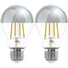 Eglo E27 LED, lampadina a specchio color argento, antiabbagliante, 7,5 Watt (equivalente a 60 Watt), 806 lumen, luce bianco caldo, 2700k, con riflettore, lampadina Edison A60, Ø 6 cm (Confezione da 2)