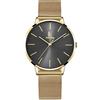 Alienwork Orologio Donna Oro Cinturino in Maglia Metallo Grigio Ultra Sottile