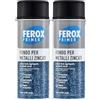 FEROX Fondo per Metalli Zincati 400 ml, aggrappante per verniciatura, colore Grigio, Primer superfici interno/esterno, rapida essicazione, lunga durata (Confezione da 2)