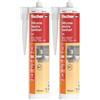 Fischer SNS Silicone Neutro Sanitari, Bianco, Antimuffa, Per Ambienti Sanitari, Vasca, Doccia, Lavabo, Senza Solventi, Inodore, Uso Esterno, Interno, 9383 (Confezione da 2)