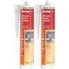 Fischer SNS Silicone Neutro Sanitari, Trasparente, Antimuffa, Per Ambienti Sanitari, WC, Vasca, Doccia, Lavabo, Senza Solventi, Inodore, Uso Esterno, Interno, 9382 (Confezione da 2)