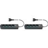 Vimar 0R00641.CC Presa multipla con interruttore e cavo da 1,5 m, 4 uscite SICURY universale standard italiano, spina 16 A standard italiano, nero (Confezione da 2)