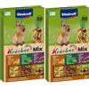 Vitakraft Kräcker Mix, bastoncini da sgranocchiare per conigli nani, con popcorn e miele, con verdura e barbabietola rossa, con uva e noci, senza l'aggiunta di zuccheri e cereali (1x 160g)