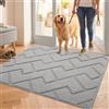 Biscpro Zerbino 80x100cm,Lavabile,per Interni,Antiscivolo,Assorbente,per Ingresso,Patio,Giardino,Lavanderia,Animali Domestici-Light Grey