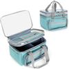 Luxja Doppio Strato Borsa da Cucito con Scomparto Trasparente, Borsa Organizer per Cucito con Divisore Staccabile per Articoli da Cucito (Solo Borsa), Blu
