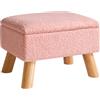 YMYNY Ottomano di Stoccaggio, Pouf Poggiapied, Piccolo Sgabello Con Gambe In Legno Robusto, Sgabello Contenitore Con Sedile Imbottito Per Soggiorno Camera Da Letto Ingresso 40 ×30 ×28CM Rosa HBD042P