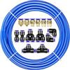 ANOMM Tubo Pneumatico PU 8mm OD 5mm ID, 10M Tubo Compressore Aria, con 14 Pcs Pneumatico Attacchi Rapidi, Blu