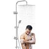 Kezidhp Colonna Doccia senza Miscelatore Idromassaggio, Saliscendi Doccia con Soffione a Pioggia 30x30 cm, Colonna in Acciaio Inossidabile, Montatura a Parete Regolabile