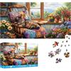 Reofrey Puzzle 1000 Pezzi - Sedia Gatto Giardino, Puzzle Adulti Forma Speciale, Sfida Impossibile Divertente Per Famiglie & Decorazione Murale 41x80cm - Idea Regalo Per Appassionati Puzzle classici