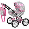 Kinderplay Carrozzina per Bambole con Gondola - Manico Regolabile 33-63 cm, Ruote in Schiuma Silenziose - Passeggino Giocattolo 3+ - Struttura Leggera e Stabile