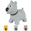 Hoppimals Space Hopper Cane Gonfiabile per Bambini di età Pari o Superiore a 12 Mesi - Imballo con Confezione Regalo, Pompa Inclusa - Cavalcabile Bambino, Palla rimbalzante per Bambini - Grigio