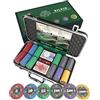 Bullets Playing Cards, Valigetta da poker Silvio, Set da poker con 300 chip da poker in ceramica con valori stampati, con pulsante di dealer, confezione doppia di carte da poker