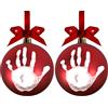 Pearhead 50017 Pallina di Natale in Plastica, Decorazione Natalizia Albero Natale da Appendere con Kit Impronta, Fiocco Rosso (Confezione da 2)