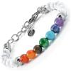 10:10 Bracciale 7 Chakra in acciaio inox e pietre naturali da 6 mm, realizzato in Italia utilizzando materiali di alta qualità. (Aulite bianca)
