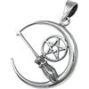 Treasure Bay TreasureBay Collana da donna in argento Sterling 925 con ciondolo a forma di luna e stella di pentagano, con manico di scopa della strega, realizzata in argento Sterling 925, Argento sterling