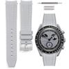 HORACE Cinturino universale per orologio in silicone liquido 20mm - Compatibile Omega x Swatch MoonSwatch - Kit di montaggio incluso (Grigio Chiaro/Cuciture Bianche)