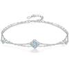 PHNIBIRD Argento Bracciale Quadrifoglio Donna con Topazio blu Regalo Amica