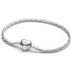 PANDORA Bracciale in Argento Sterling 925 con Catena a Serpente Facettata e Chiusura Cuore Incidibile