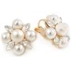 Avalaya Clip di cristallo trasparente D/color crema con perle finte da 18 mm su orecchini/metallo color oro, Cristallo, AD1E0359506