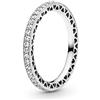 PANDORA Signature Anello con cuore brillante in argento con zirconia cubica trasparente, 58