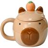 ZONSUSE Tazza Testa di Capibara, Mug Animale 3D in Ceramica, Tazza da Caffè Capybara con Coperchio, per Tè Latte Succo, Regalo Creativo per Donna Uomo Amici, 425ml (Testa Di Kapibala-Marrone)