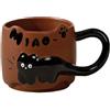 ZONSUSE Tazza Gatto Nera Carina, Tazza da Caffè con Gattino 3D, con Manico a Forma di Coda, Mug Divertente con Animali, Regalos Originales per Donna Amici Bambini 350ml (Gatto Nera-Marrone)