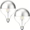 Vanpus Lampadina LED Vintage Edison E27-6W 2700K Warm White CRI>90, Mezzo Cromato Argento, Regolazione Senza Scintillio, Ø125mm per Ambienti Accoglienti (Confezione da 2)