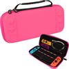 TECHGEAR Switch OLED Custodia Sottile, Custodia Protettiva Dura Portatile al Viaggio [Designo sottile] [Slot per 10 schede di gioco] [Cinturino da polso] Progettato per Nintendo Switch OLED [Rosa]