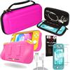 TECHGEAR Switch Lite Accessori - Custodie e Protezione dello schermo per Nintendo Switch Lite, 1x Cover Resistente da Viaggio e 1x Custodia Portatile, 2x Vetro Temperato e Cavo USB 2m [ROSA]