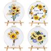 MKNZOME Kit di Ricamo per Principianti Adulti, 3 Set di Kit a Punto Croce a Mano con Girasole, Punch Needle Kit con 1 Telaio in Bambù, 1 Forbici, Tessuto, Fili, Aghi e Istruzioni